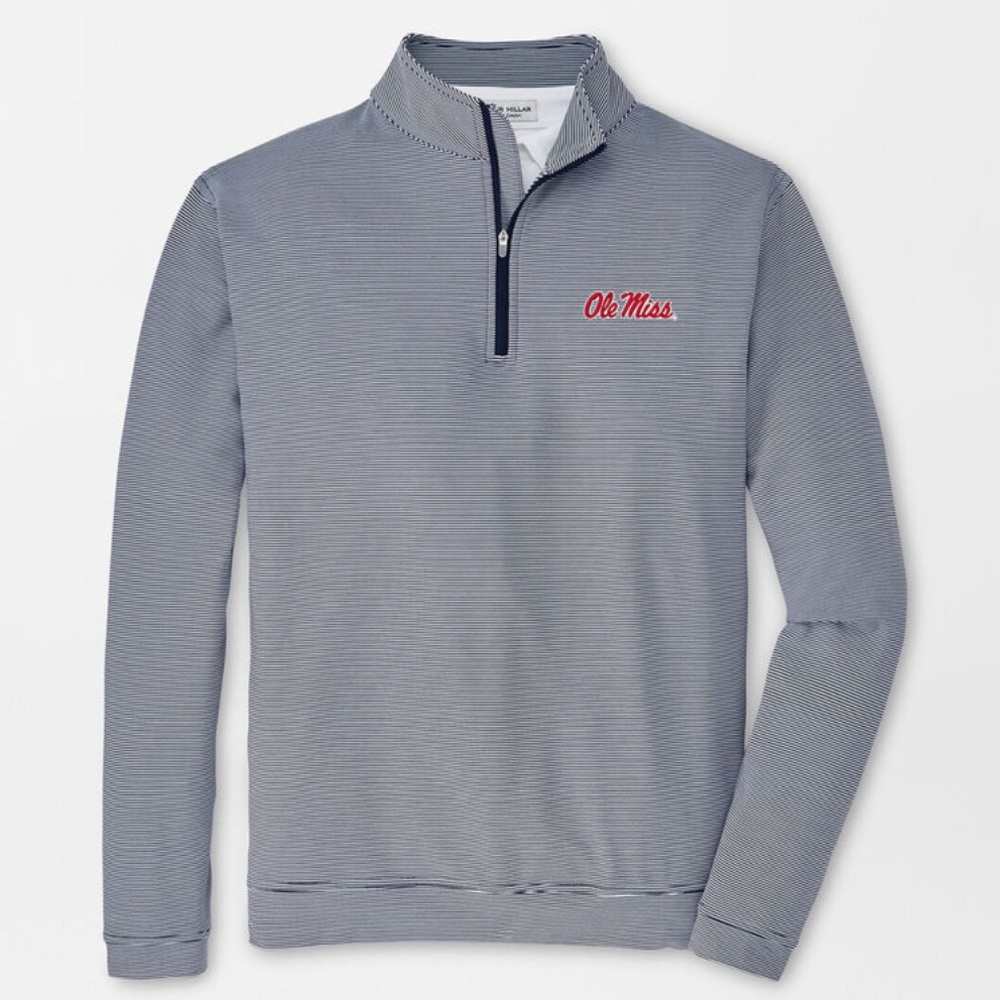 Peter Millar Ole Miss Perth Sugar Stripe Performance Quarter-Zip